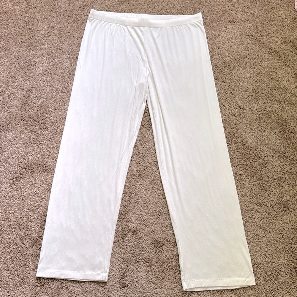 Skims Soft Lounge Loose Ribbed Straight Leg Pants White/Cream